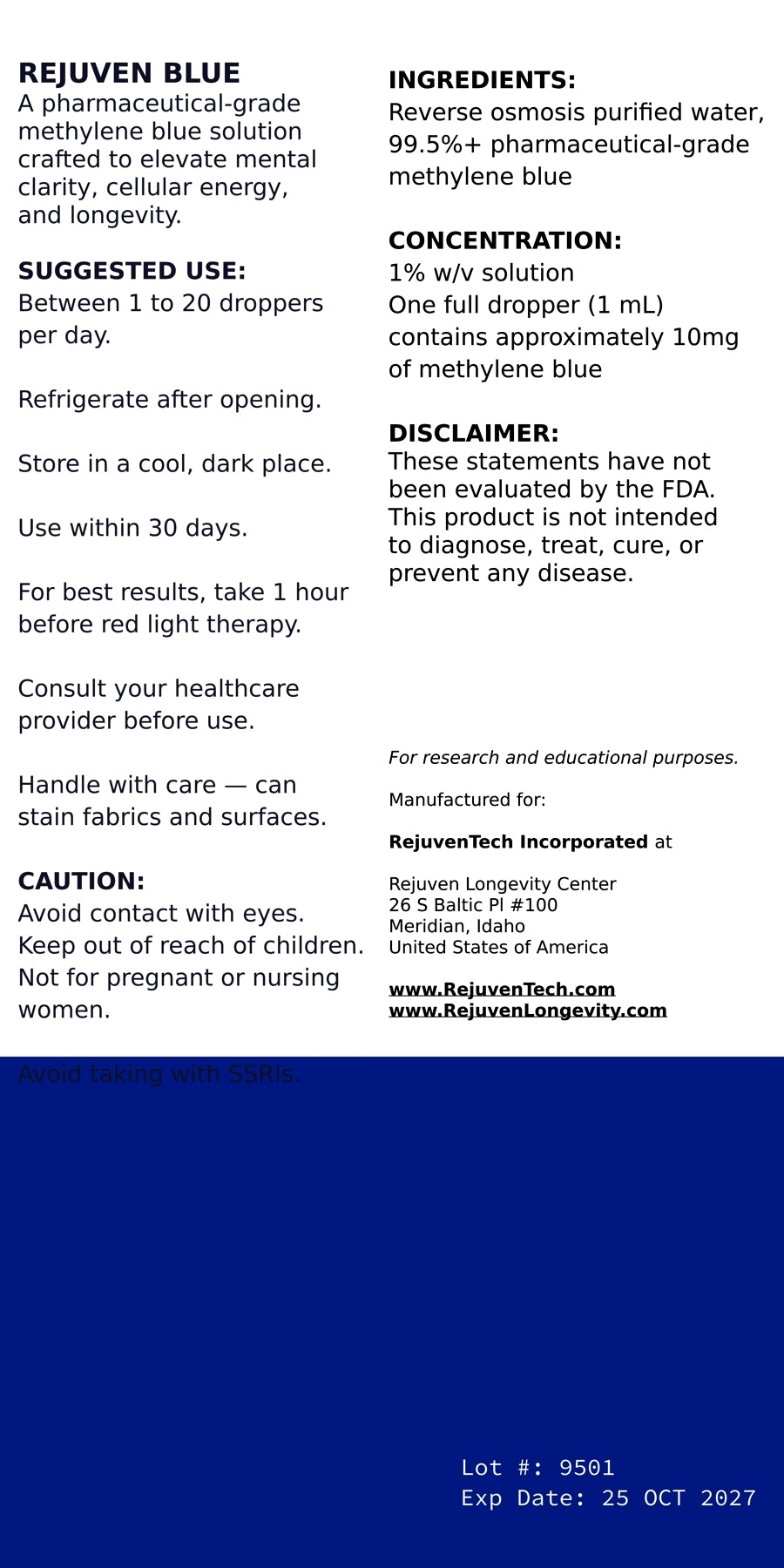 Rejuven Blue Master Kit - Complete Methylene Blue System