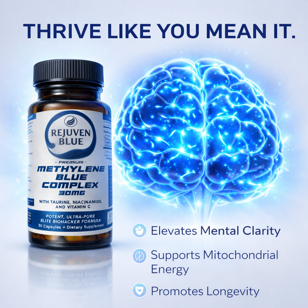 Rejuven Blue Capsules - Premium Methylene Blue Complex with Taurine, Niacinamide, and Vitamin C (30 Capsules)