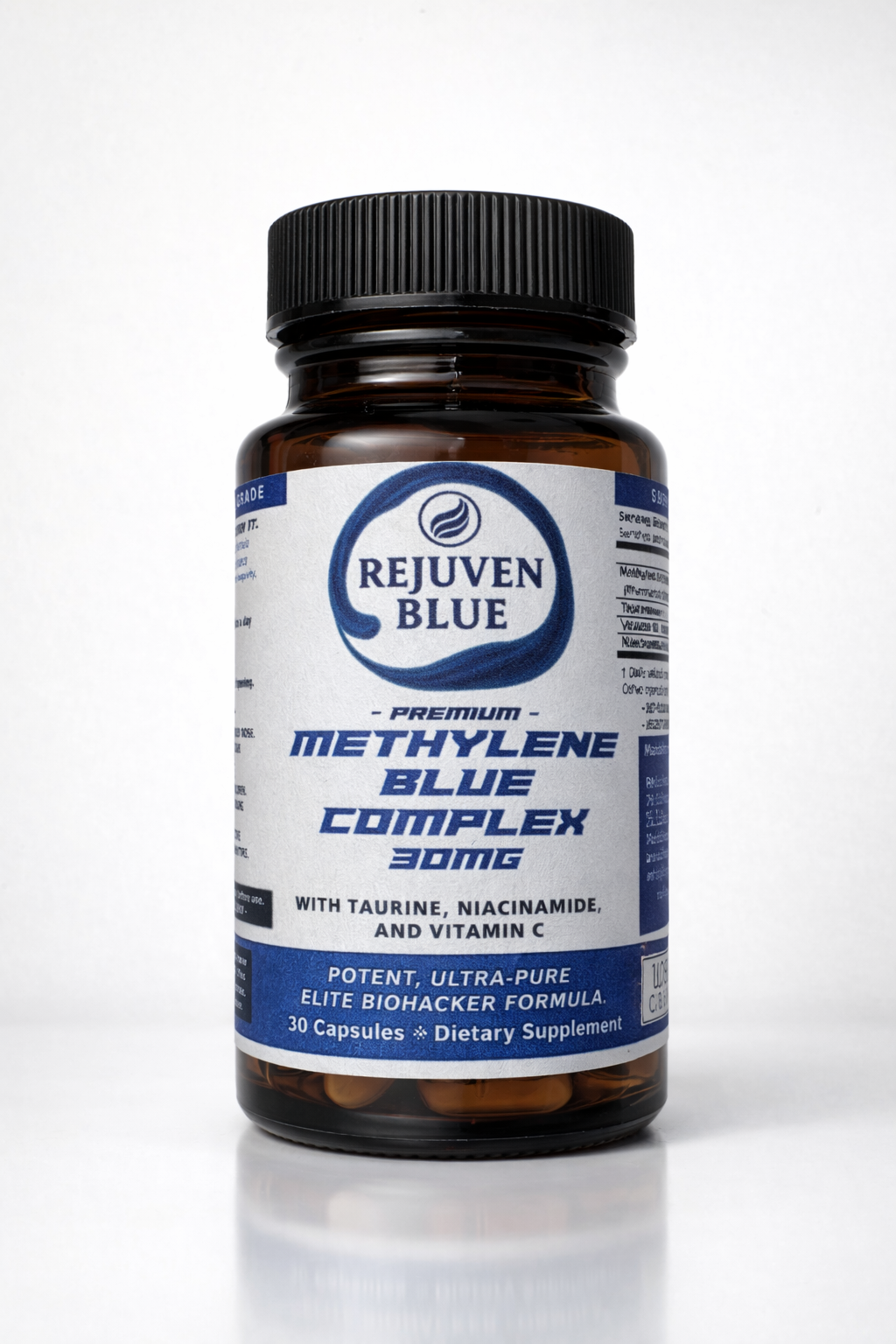Rejuven Blue Capsules - Premium Methylene Blue Complex with Taurine, Niacinamide, and Vitamin C (30 Capsules)
